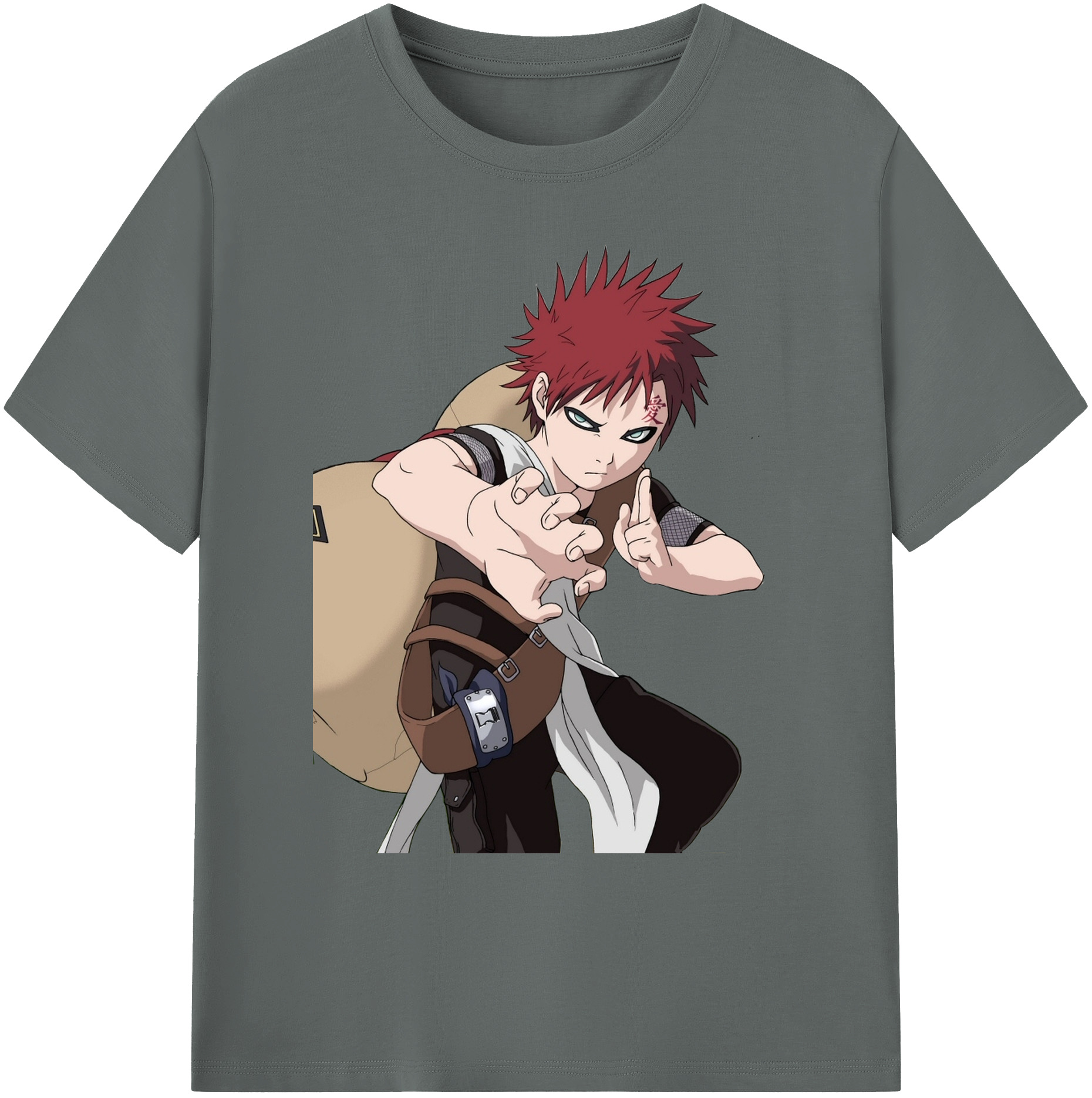 （画像用） NARUTO -ナルト- ガアラ Gaara 綿100％ メンズ半袖Tシャツ｜肌触りやわらか＆通気性